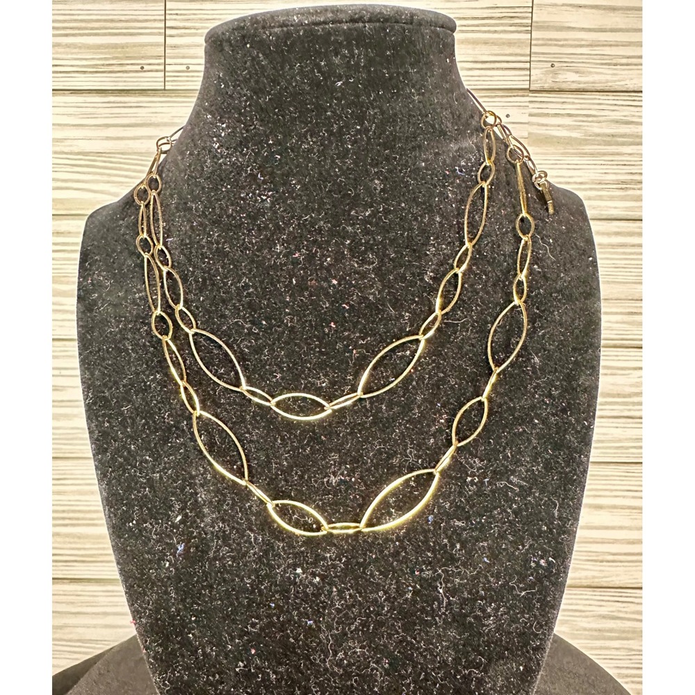 Lauren Ralph Lauren Vintage Necklace Gold Excellent Double Strand Marquise Link